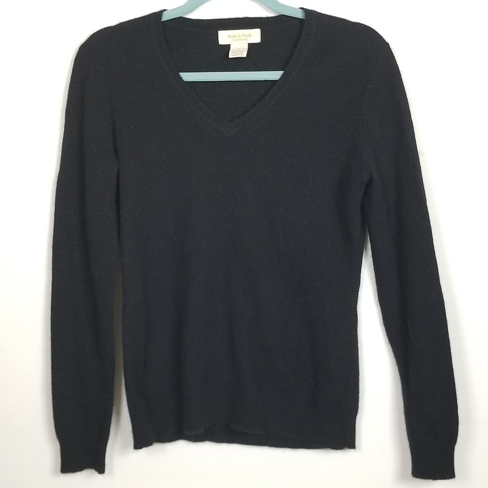 Peck & Peck Small Black 2-Ply Cashmere Sweater